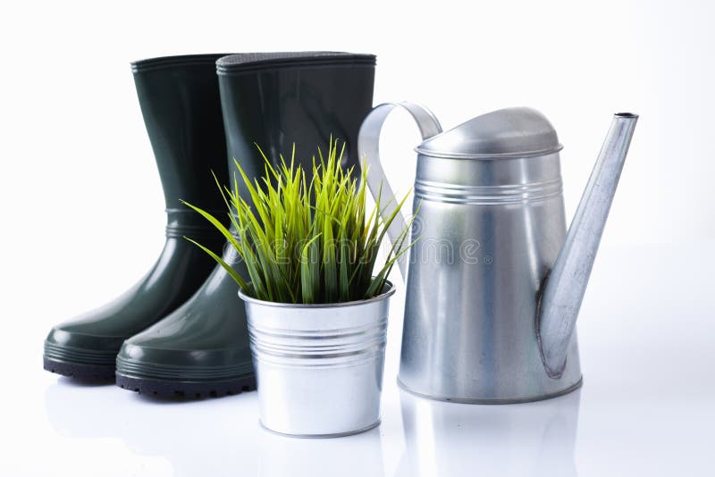 Gardening, Watering Can and Boots Stock Image Image of narcissus