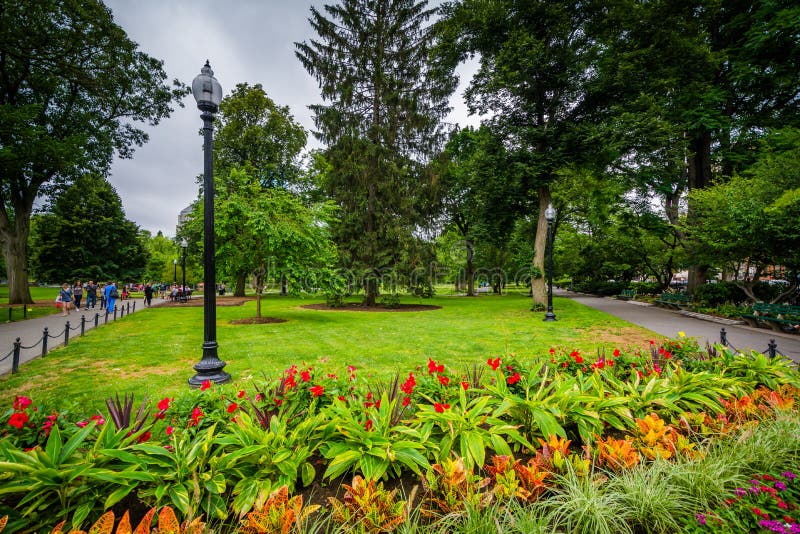 Gardens at the Public Garden, in Boston, Massachusetts. Editorial Stock Photo Image of boston