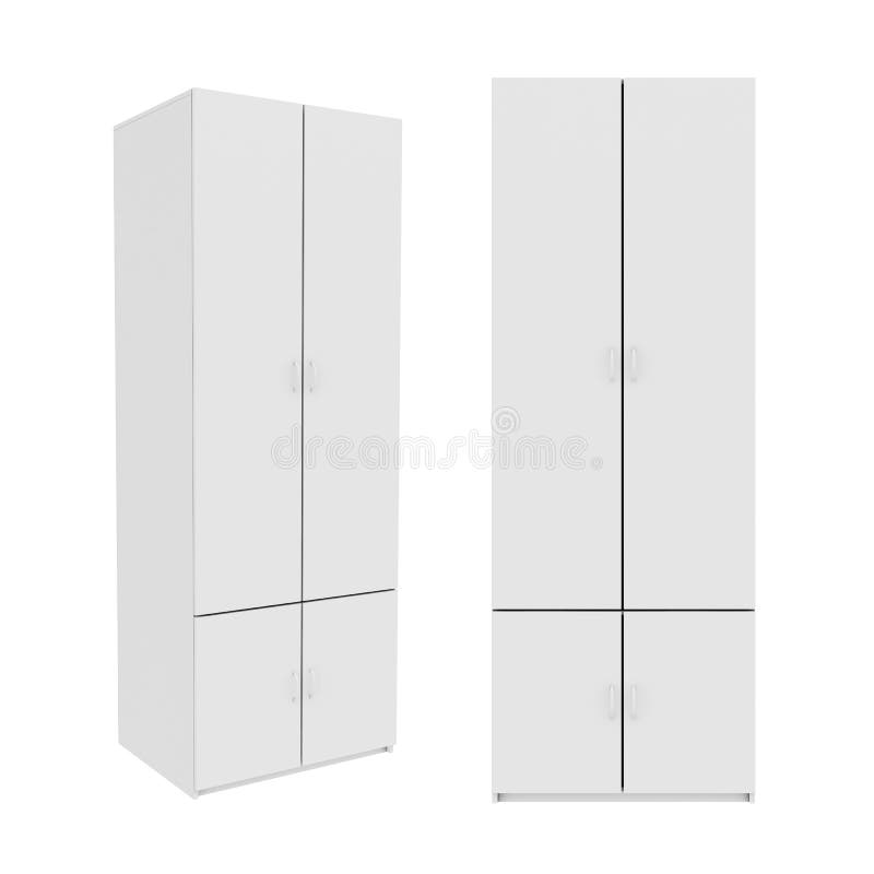 Wardrobe Isolated on White Background, 3D rendering, illustration. Wardrobe Isolated on White Background, 3D rendering, illustration