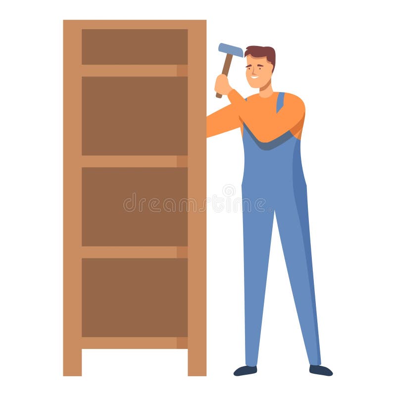 Carpenter wardrobe repair icon cartoon vector. Home fix service. Domestic interior. Carpenter wardrobe repair icon cartoon vector. Home fix service. Domestic interior