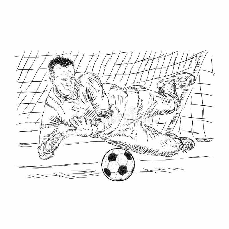 Gardien De But Football Néon Lueur Icône Illustration Clip Art