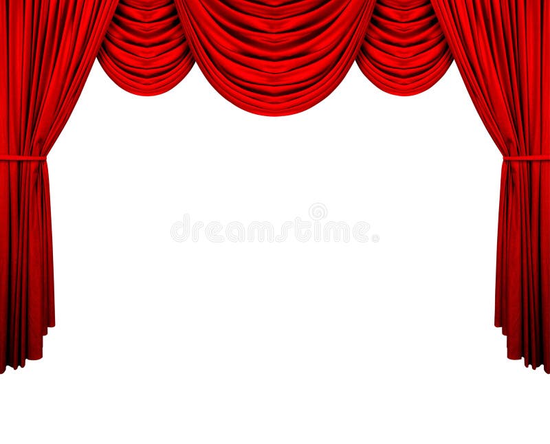 Theatre stage velvet curtain over white background. Theatre stage velvet curtain over white background.