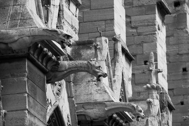 Waterspout gargoyles on Notre Dame. Waterspout gargoyles on Notre Dame