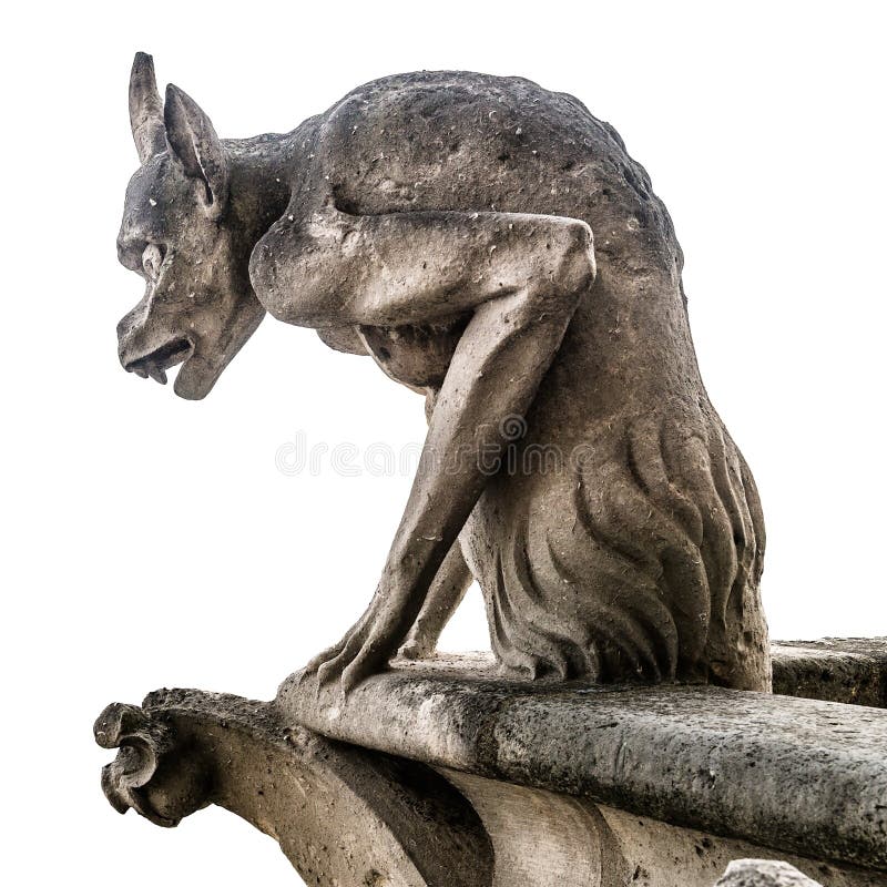 Gargoyle or chimera of Notre Dame de Paris isolated on white background, France