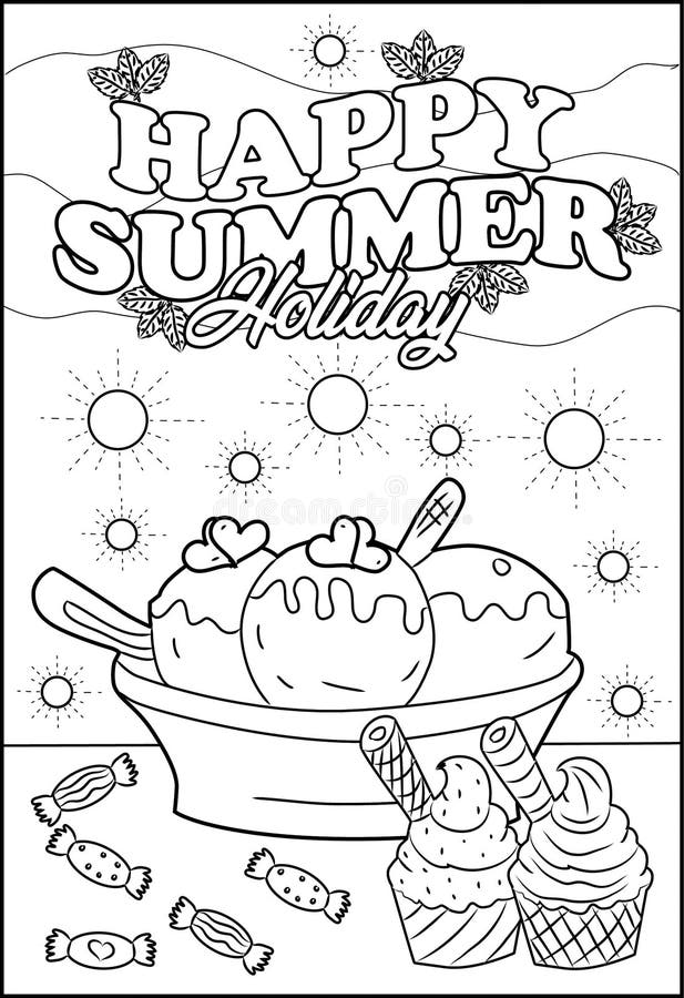Happy Summer Coloring Page