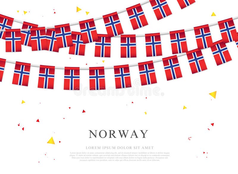 Garland of Norwegian Flags. Independence Day of Norway Stock Vector