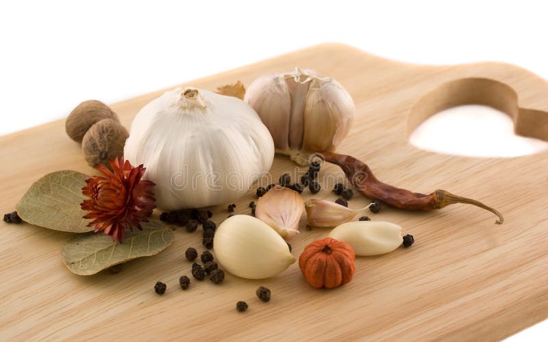 Garlic with Black Pepper and Herbs Stock Image Image of isolated