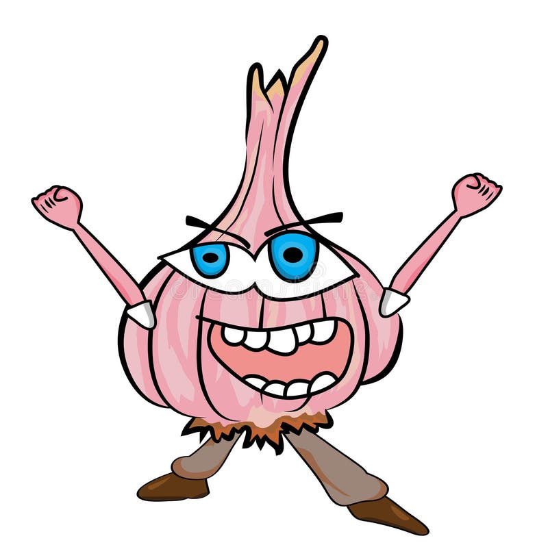 Garlic cartoon character stock illustration. Illustration of background
