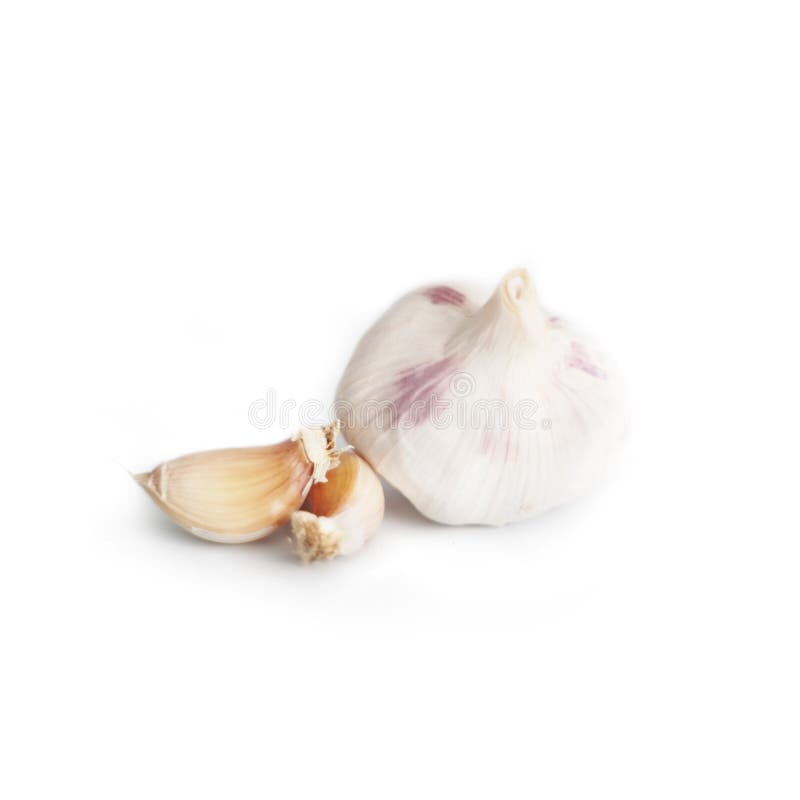 Garlic cloves isolated on white background stock images