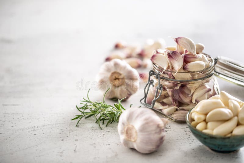 Garlic Concept Consisting of a Jar Full of Lovely Aromatic Garlic