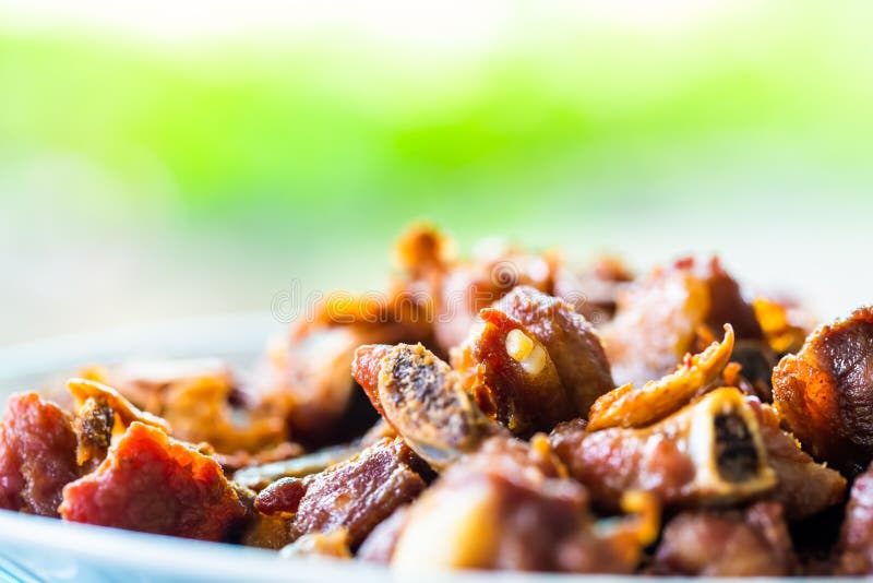 Garlic Fried Pork stock image. Image of meal, closeup 137922371