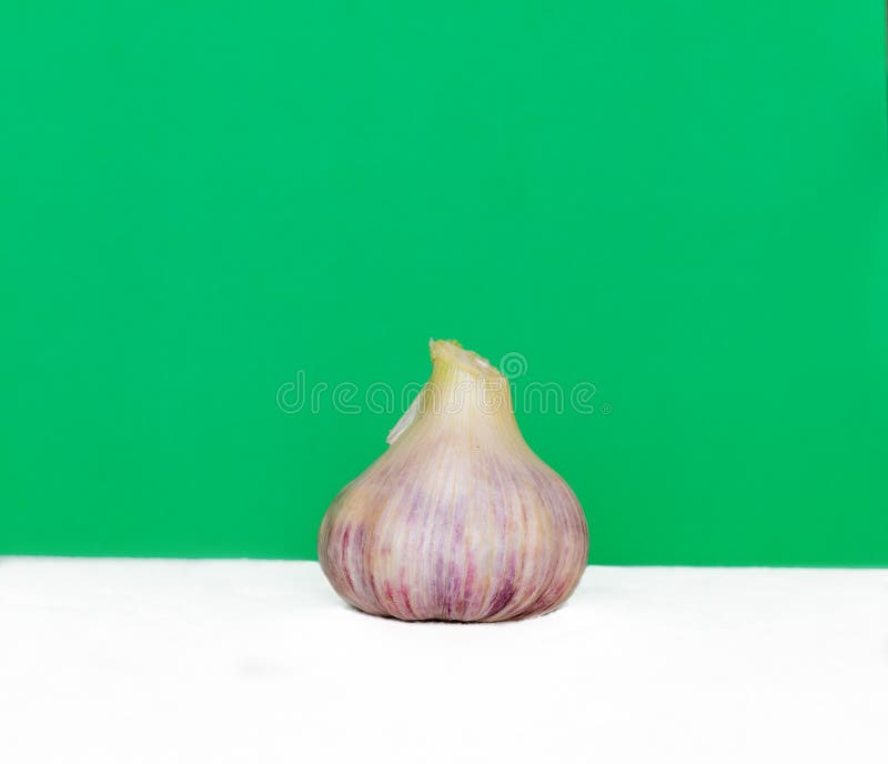 Garlic on a Green Background. Vegetables Stock Photo Image of