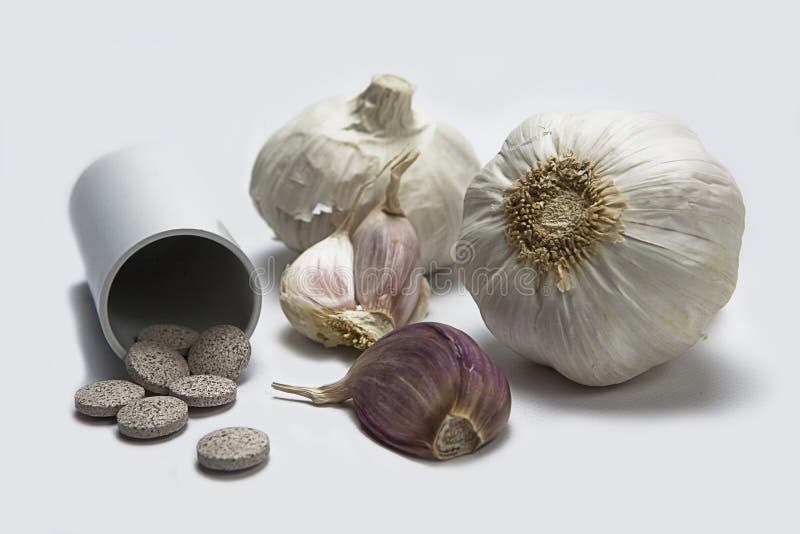 Garlic and Herbal Supplement Pills Stock Image Image of fresh, close