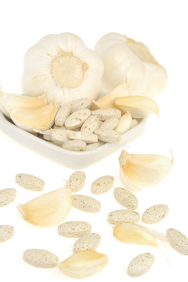 Garlic and Herbal Supplement Pills Isolated Stock Photo Image of help, cloves 24326812