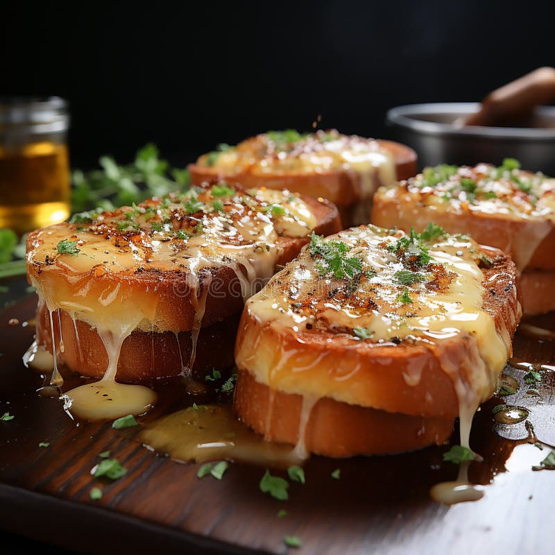 Crispy Slices of Garlic Bread Stock Image Image of meat, garlic