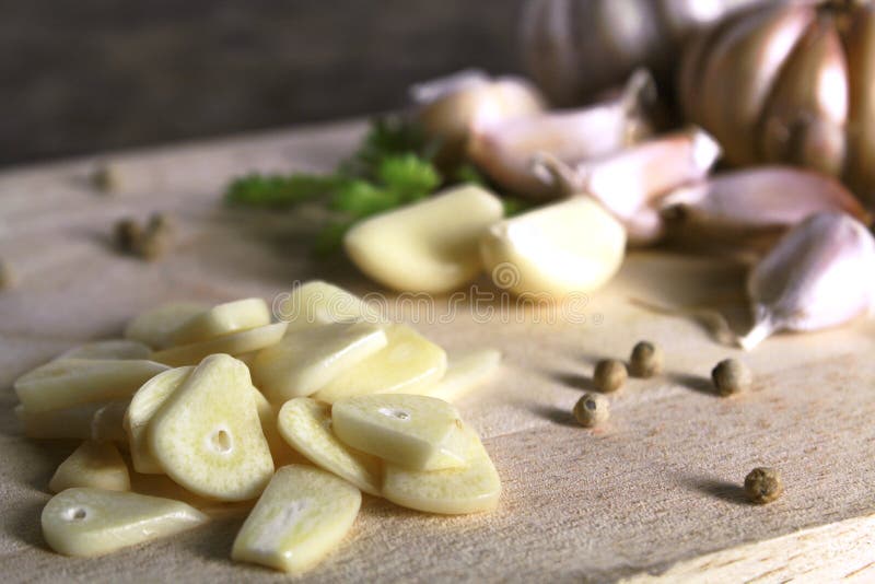 Garlic with Leaves of Coriander Stock Photo Image of bulb, object