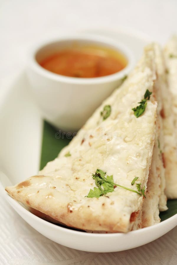 Garlic Naan Bread with Curry Dip. Conceptual Image Stock Image Image