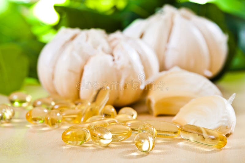 Garlic oil stock image. Image of capsule, therapy, medical 42859503