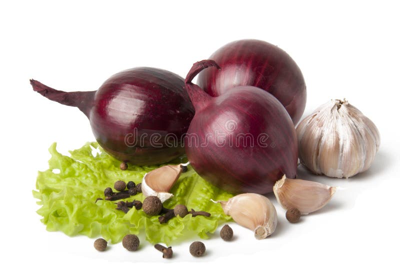 Garlic and onion vegetables with salad spice isola