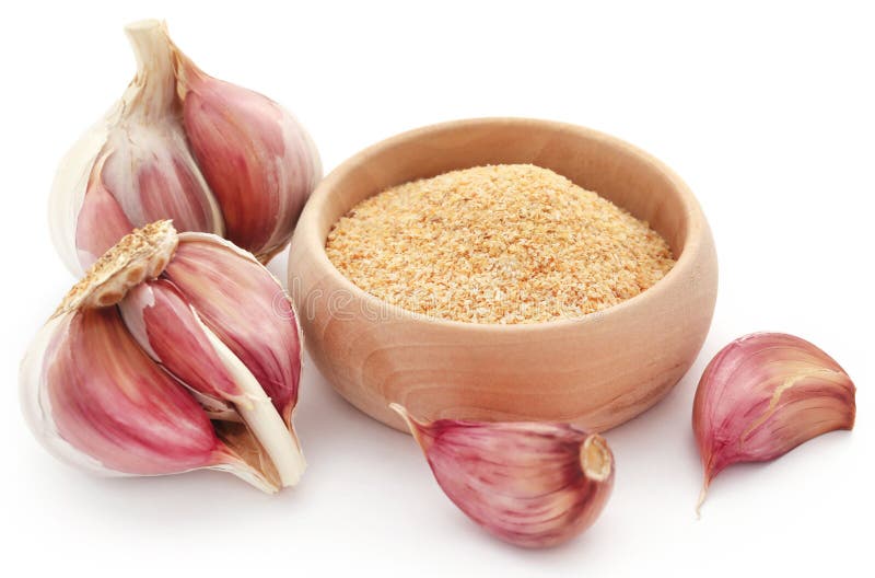 Garlic Powder Whith Whole Bulb Stock Photo Image of flakes, food 147800414