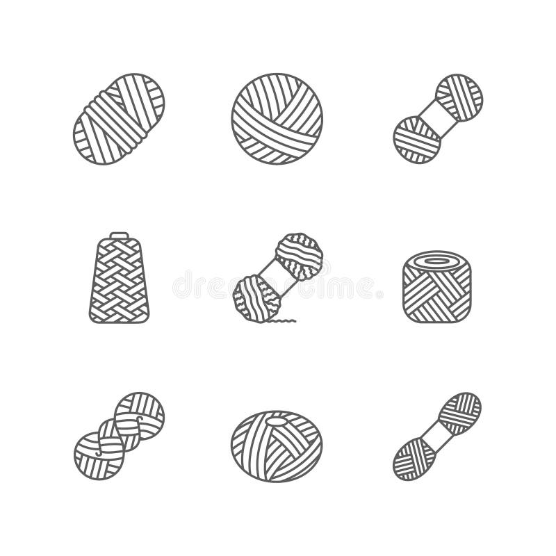 Garn woolen, kaschmir- eller akrylboll för att sticka hobby Symbol för ulltheadskein för den gjorda handen - shoppa och annan rät