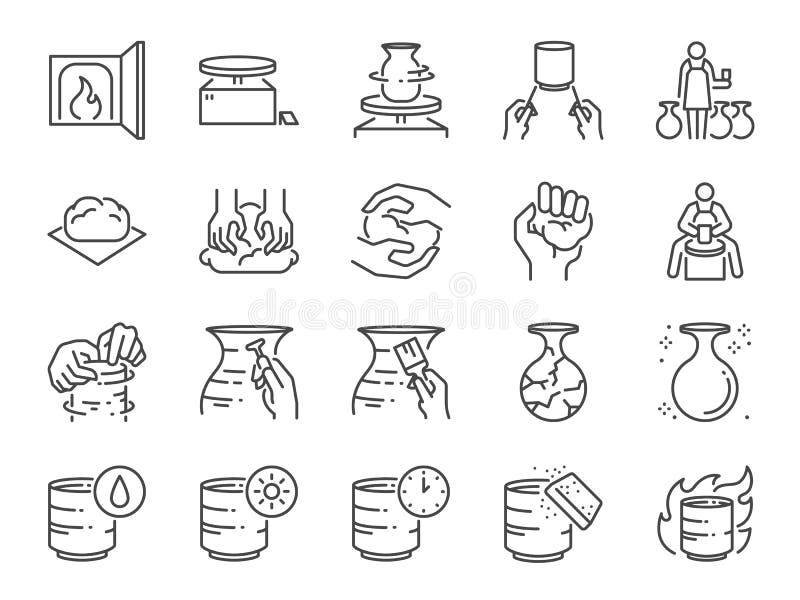 Vector and illustration: Pottery line icon set. Included icons as clay, terra-cotta, ceramics, porcelain , sculpture and more. Vector and illustration: Pottery line icon set. Included icons as clay, terra-cotta, ceramics, porcelain , sculpture and more.