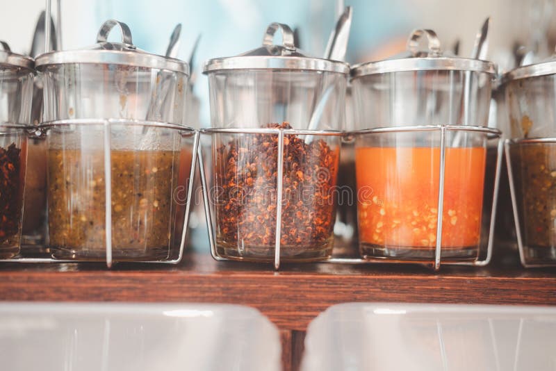 Garnish for Noodle Thai Style. Chili, Vinegar Ingredient for Thai Style