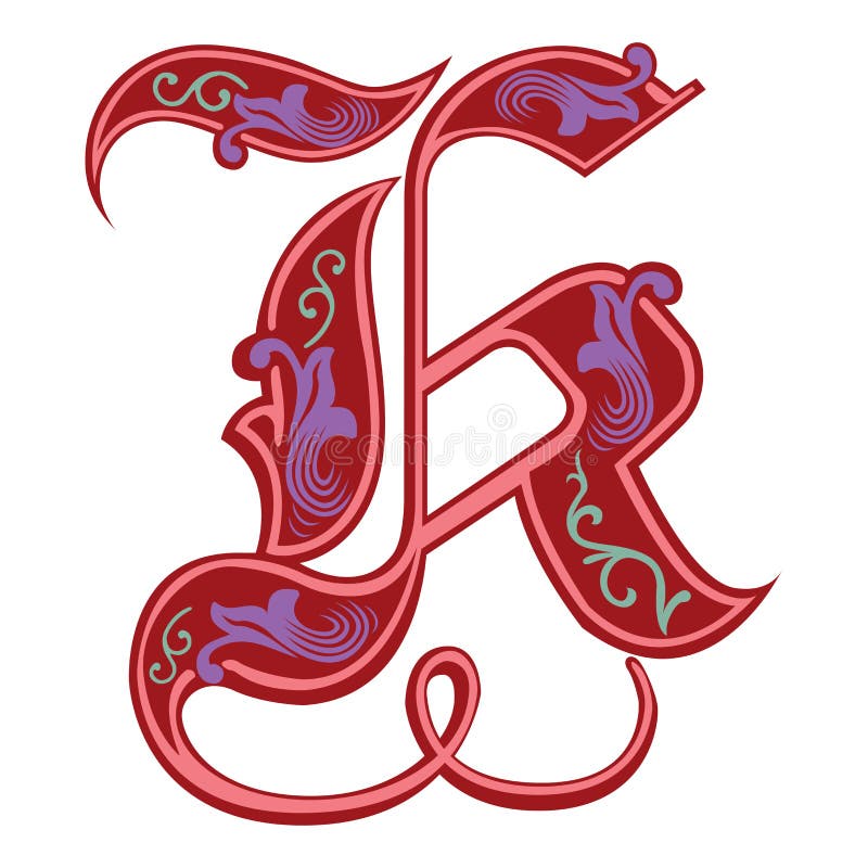 Garnished Gothic Style Font, Letter K Stock Vector - Illustration of