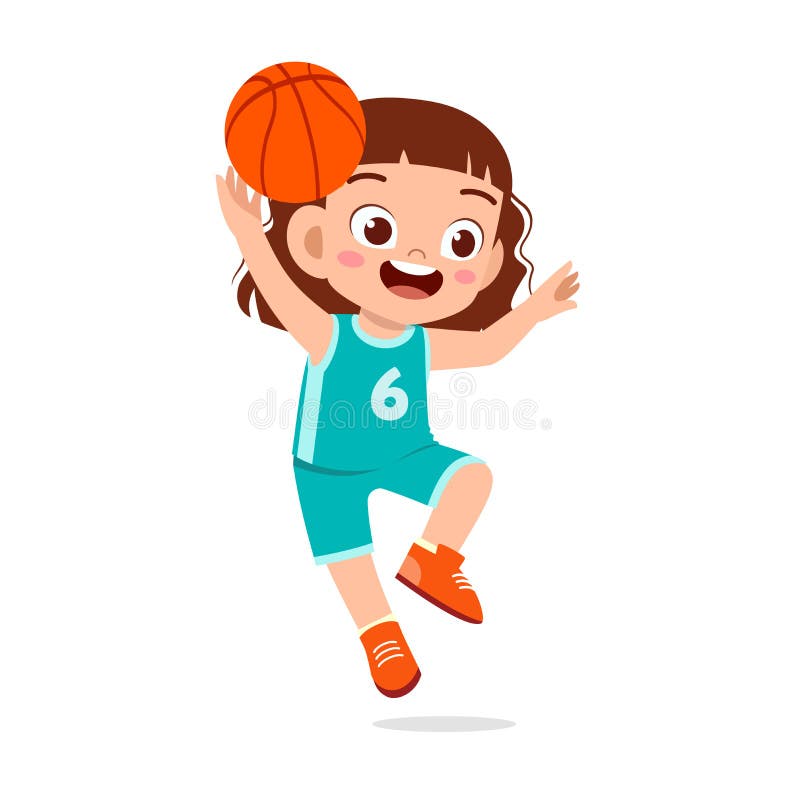 Pequena Criança Jogar Basquete Sentir Feliz imagem vetorial de  colorfuelstudio© 655714392