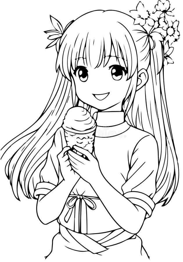 Desenho de Menina anime para colorir