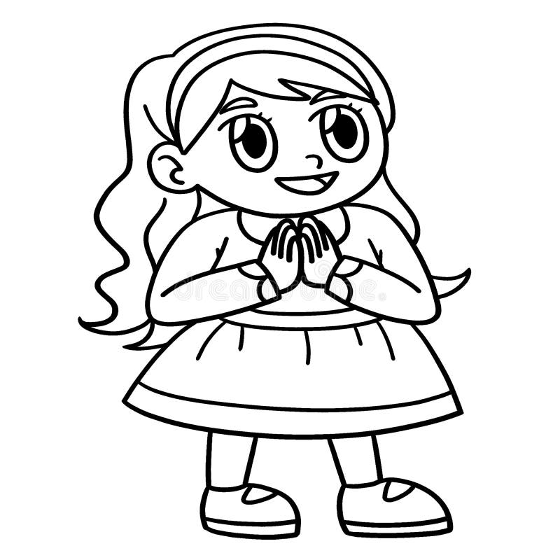 Desenho de Menina a rezar para Colorir - Colorir.com