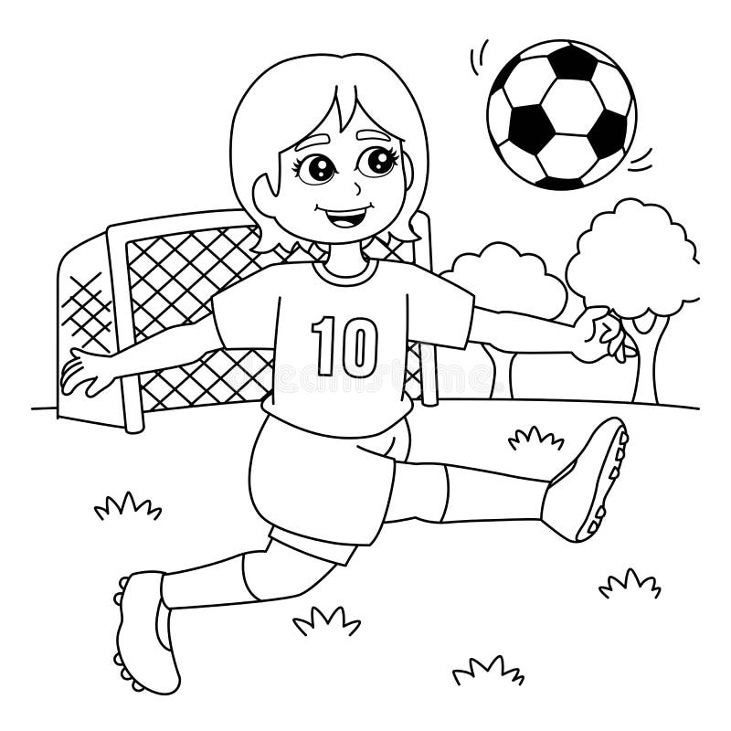 Menina Jogando Futebol Ilustração Colorida Dos Desenhos Animados