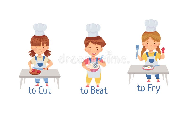 a criança faz um jogo infantil - o cozinheiro prepara a comida. ilustração  em vetor desenho animado isolada 3695260 Vetor no Vecteezy