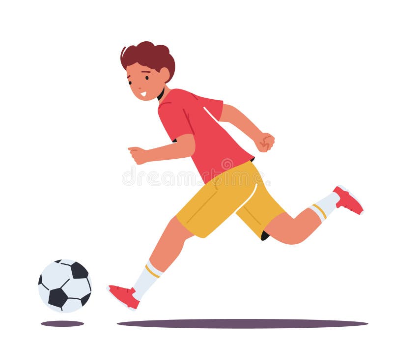 Desenho de menino jogando futebol no fundo branco