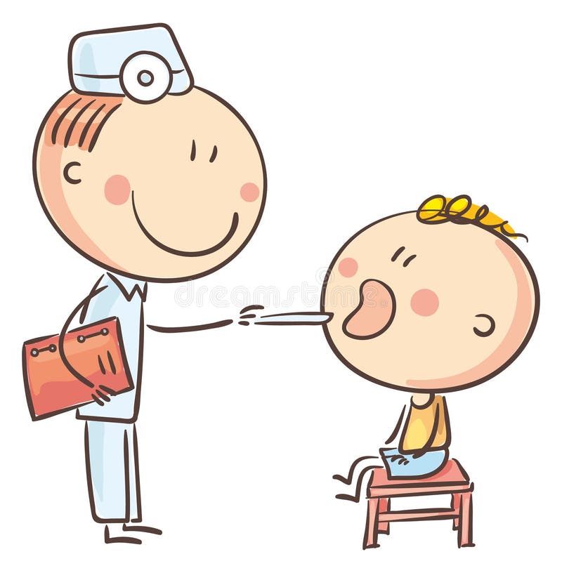 Médico dos desenhos animados com crianças pequenas felizes, menino e menina  imagem vetorial de Katerina_Dav© 91533028