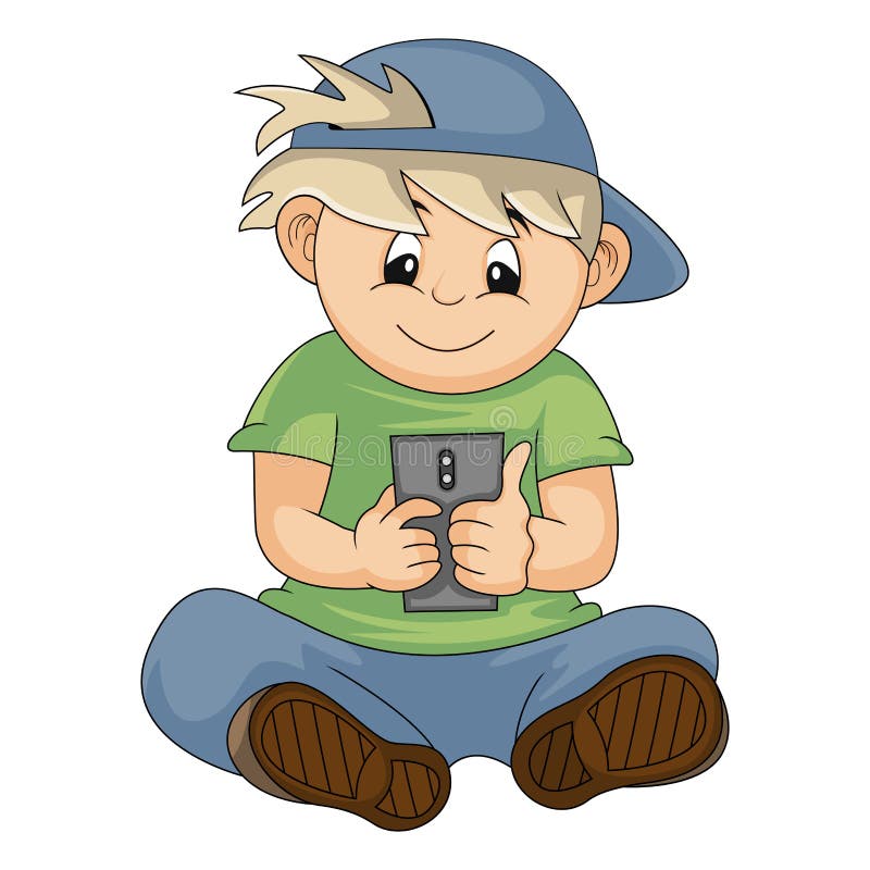 Menino Que Joga Com Desenhos Animados Do Telefone Celular Ilustração do  Vetor - Ilustração de jogador, eletrônico: 72858497