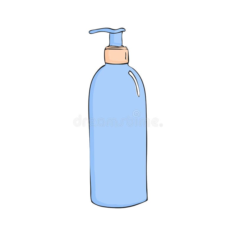 garrafa com distribuidor Ícone cosmético Estilo na moda dos desenhos animados Ilustração da higiene e dos cuidados médicos sabão