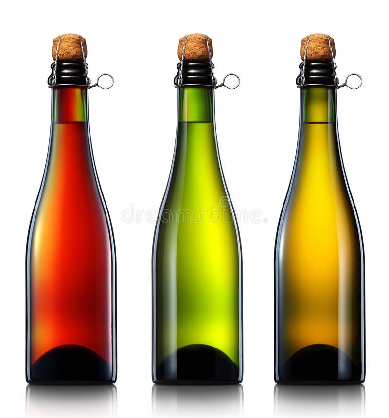 Garrafa da cerveja, da cidra ou do champanhe isolada fotos de stock Garrafa da cerveja, da cidra ou do champanhe isolada fotos de stock