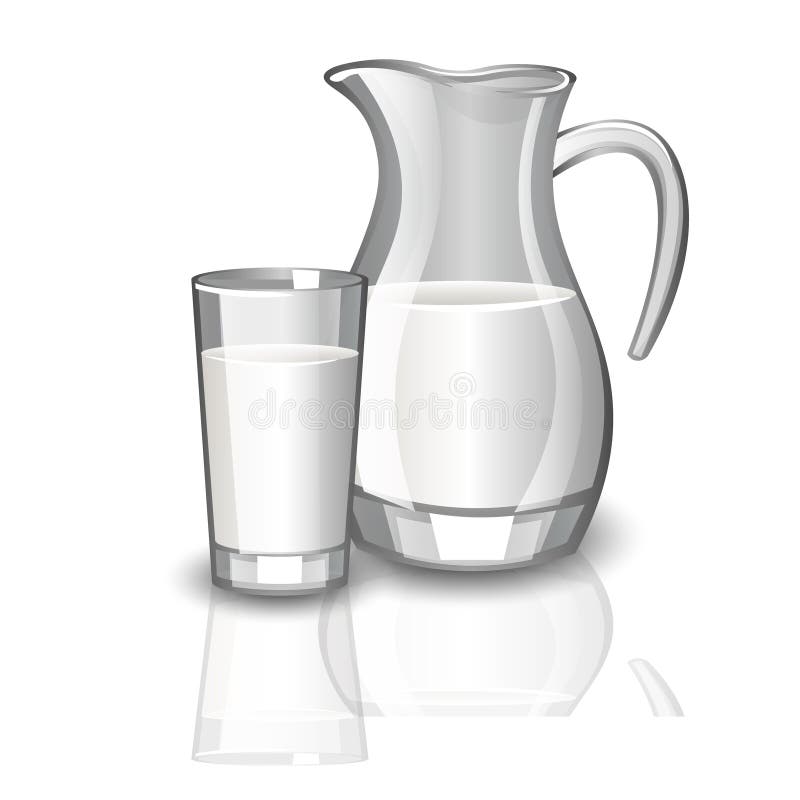 Garrafa de la leche, taza de leche stock de ilustración Garrafa de la leche, taza de leche stock de ilustración