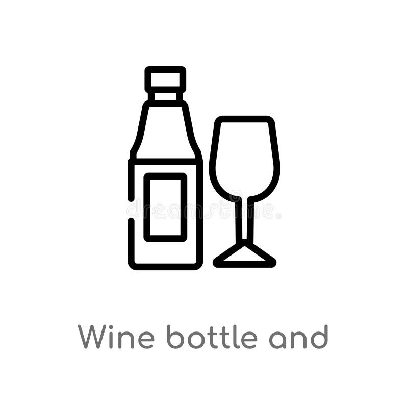 garrafa de vinho do esboço e ícone de vidro do vetor linha simples preta isolada ilustração do elemento do conceito do alimento V ilustração do vetor garrafa de vinho do esboço e ícone de vidro do vetor linha simples preta isolada ilustração do elemento do conceito do alimento V ilustração do vetor