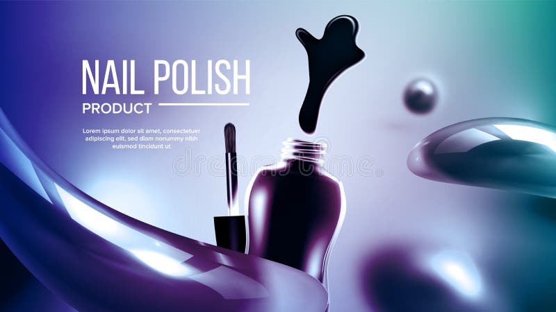 Garrafa do vetor azul da bandeira do produto do verniz para as unhas ilustração royalty free Garrafa do vetor azul da bandeira do produto do verniz para as unhas ilustração royalty free