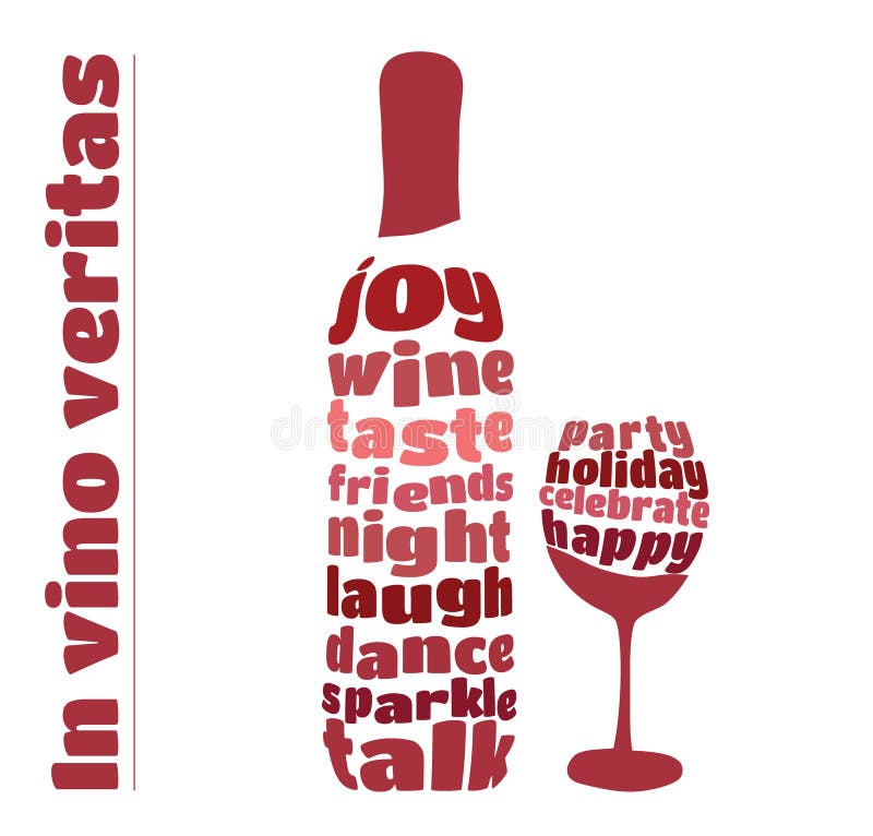 Garrafa de vinho e copo em estilo tipográfico ilustração do vetor