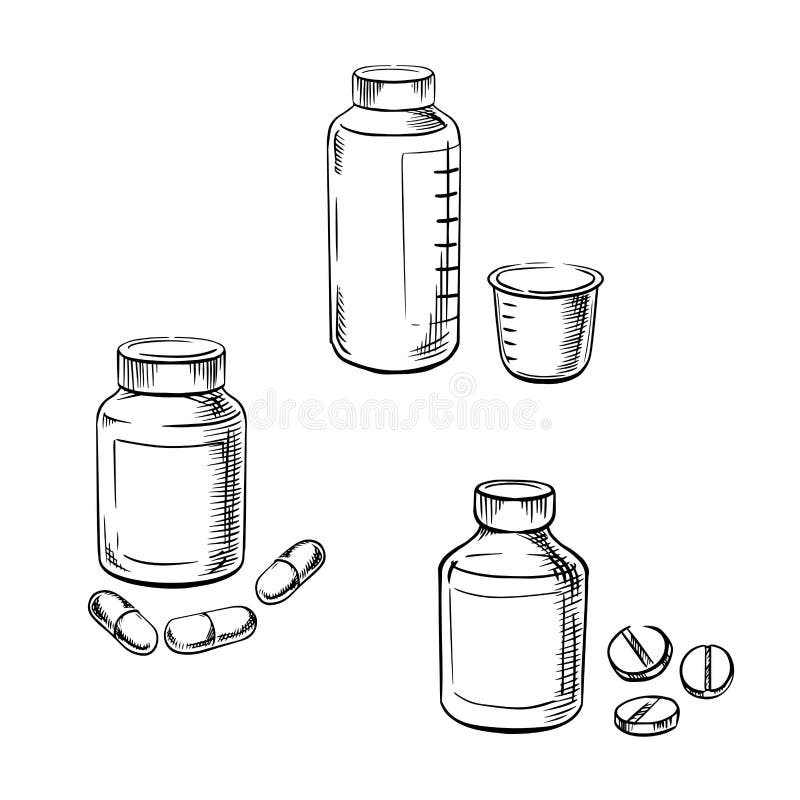 Medicina Farmácia Tema Garrafas Médicas Vetor Ilustração Isolado