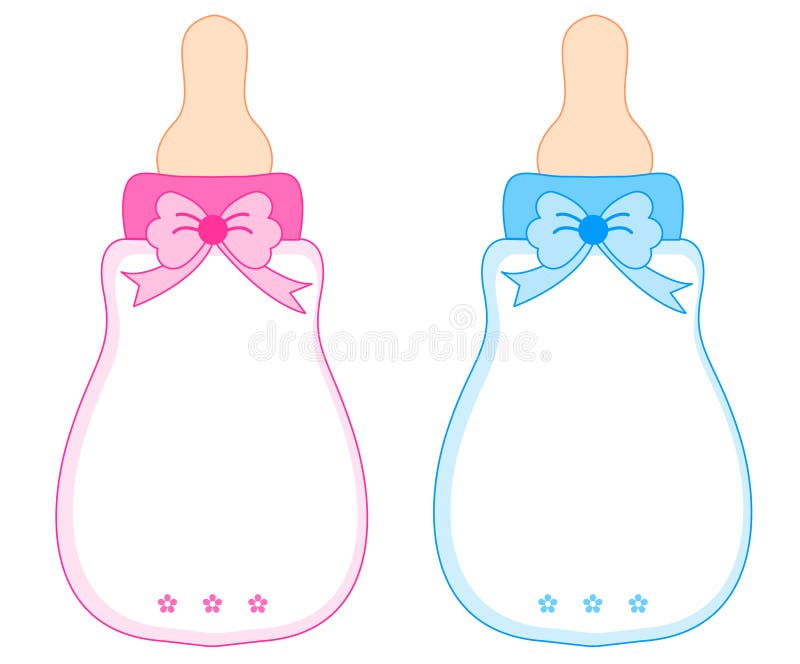 Garrafas de bebê cor-de-rosa e azul ilustração stock Garrafas de bebê cor-de-rosa e azul ilustração stock