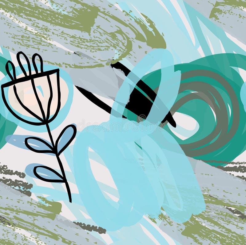 Garranchos e garatujas com textura tirada áspera da flor e do grunge ilustração do vetor Garranchos e garatujas com textura tirada áspera da flor e do grunge ilustração do vetor