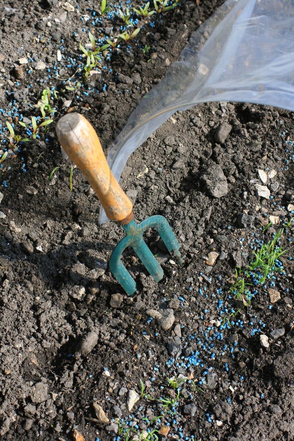 Garten Gabel Und Pollytunnel Stockbild Bild von gabel