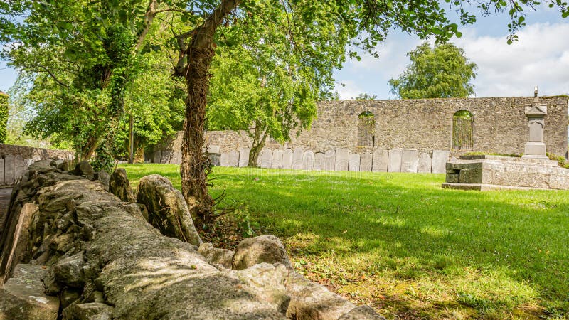 Garten im Freien der Friedhofs-Abtei mit grünem Gras im Dorf von Athlone lizenzfreies stockbild Garten im Freien der Friedhofs-Abtei mit grünem Gras im Dorf von Athlone lizenzfreies stockbild