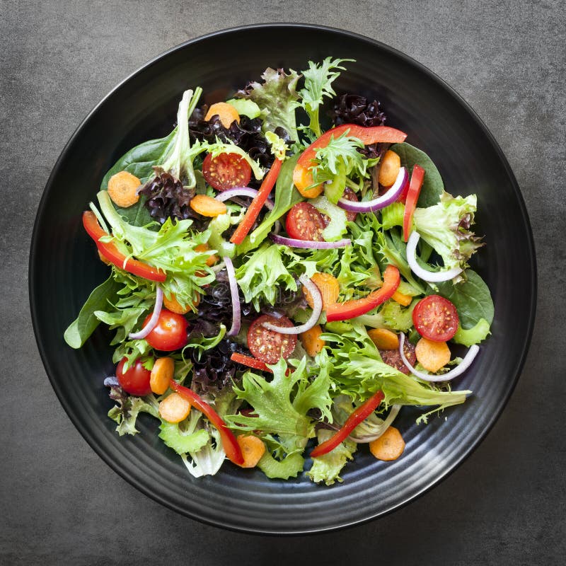 GartenSalatobenliegende Ansicht Stockfoto Bild von