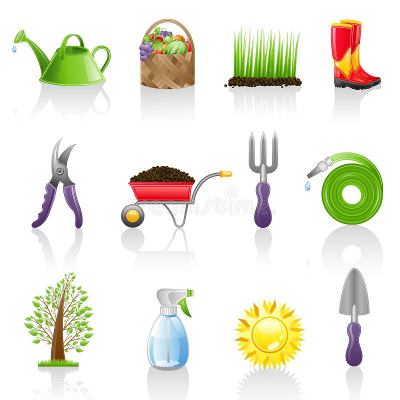 Gartenikonenset stock abbildung Gartenikonenset stock abbildung
