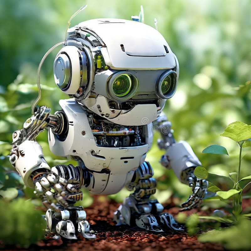 Gartenroboter ein Roboter, der für Gartenarbeiten wie La vektor abbildung